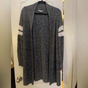 Olive+Oak Cardigan, Size M, Gray with White Stripes